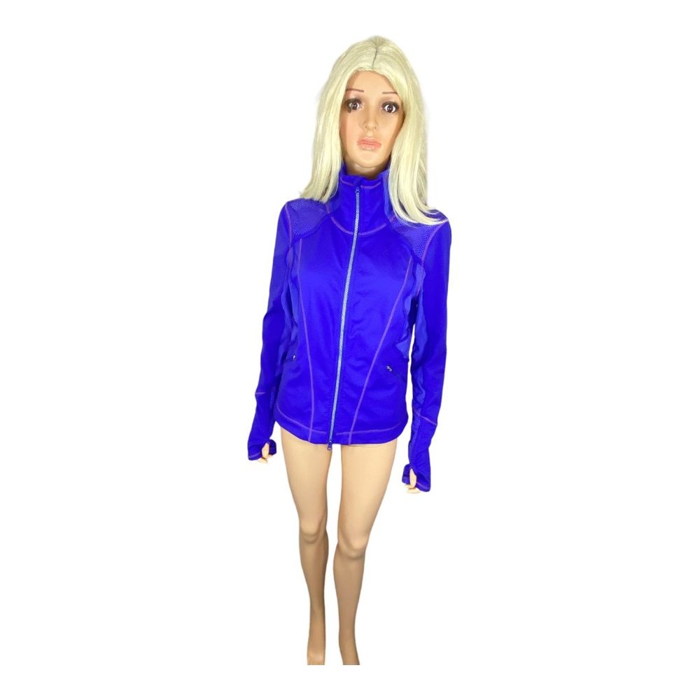 Zella Double Mesh Workout Track Jacket Purple size XL Slimming Cooling - Picture 14 of 16